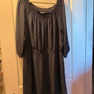 Elegant Navy Patterned Dress